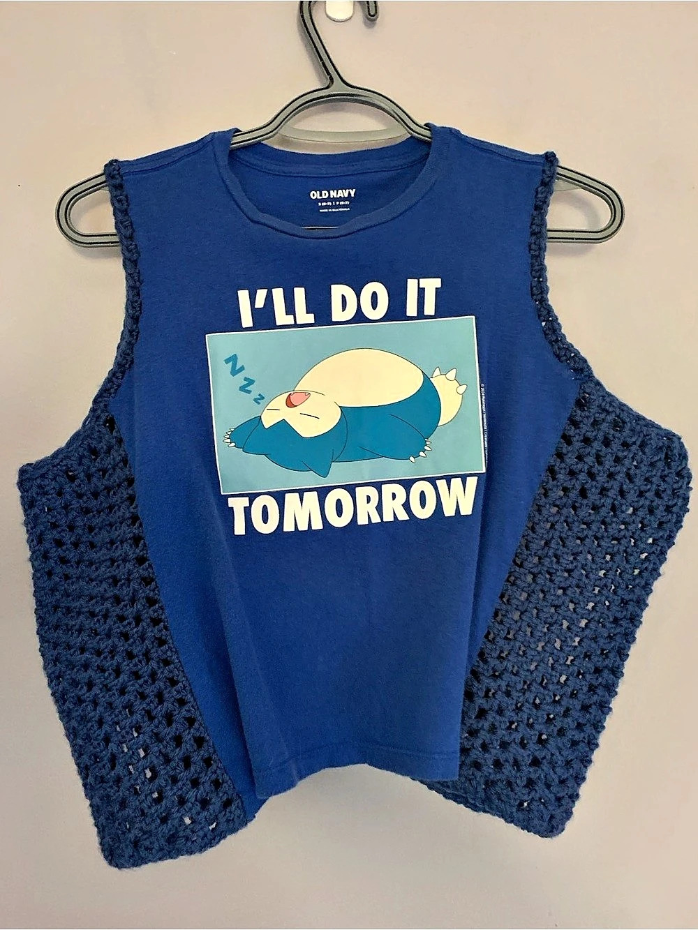 Old Navy Pokémon Snorlax Graphic Upcycled Side Crochet Top